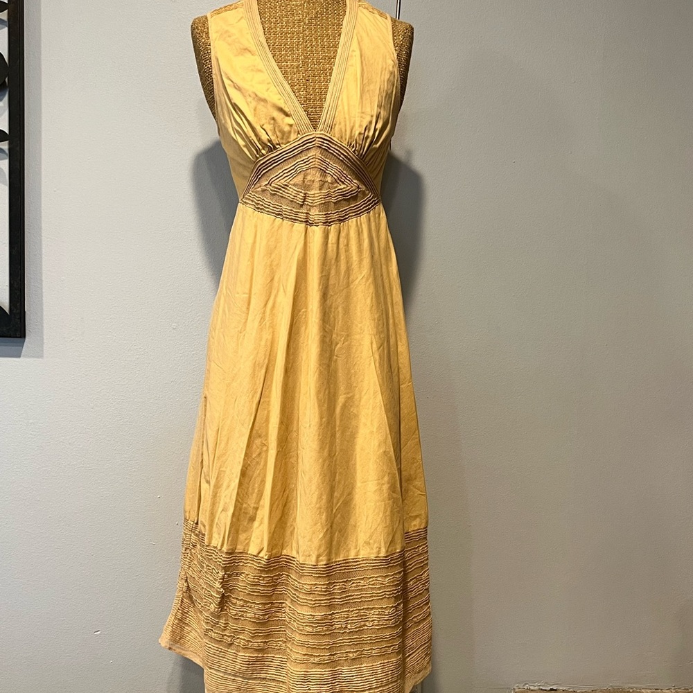 Catherine Malandrino Lace Trim Sleeveless Empire-Waist Midi Dress